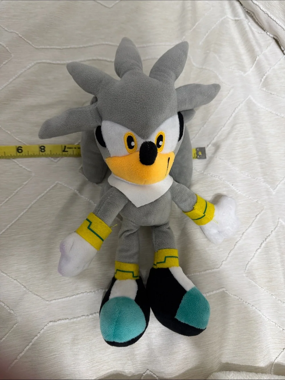 Silver Hedgehog Plush with Yellow Accents